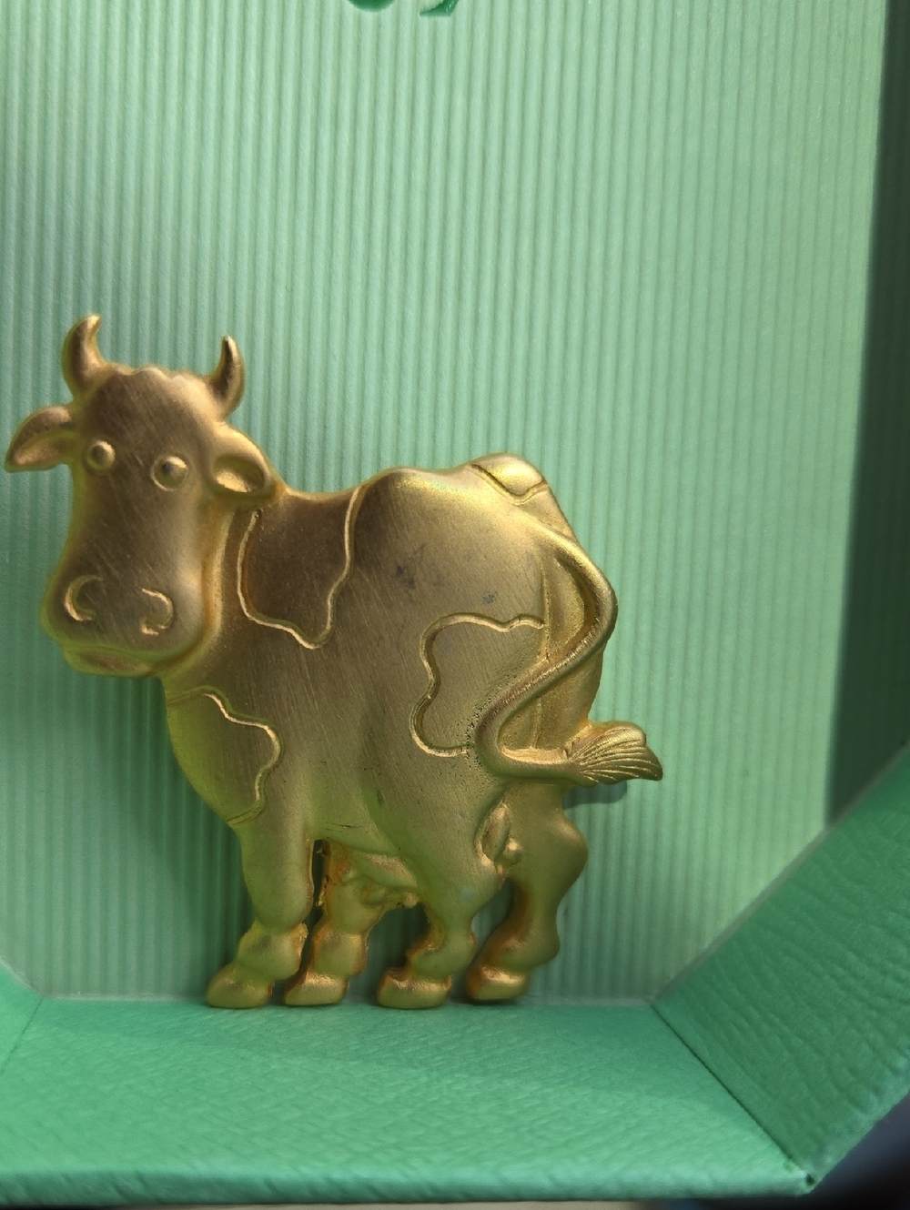 Gold Cow Brooch - Elegant Animal Pin
